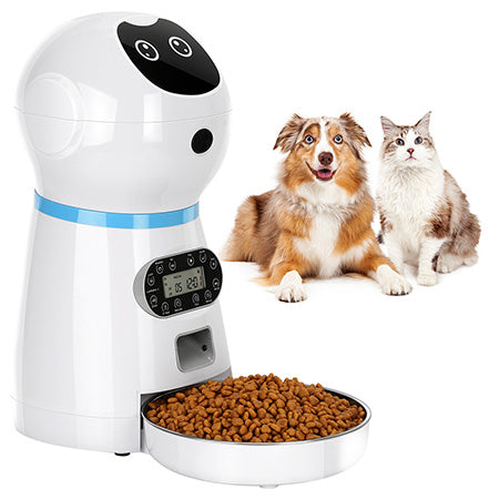 Automatic Cat Feeder, Timed Dog Food Dispenser, 3.5L Capacity, Stainless Steel Bowl, Portion Control, Voice Recording, Timer Programmable up to 4 Meals a Day